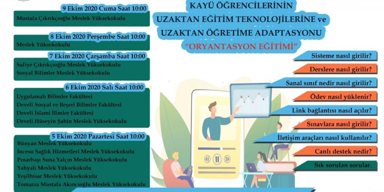 Kayseri Üniversitesi, öğrencilerine Uzaktan Eğitime Uyum Oryantasyon Eğitimi verecek