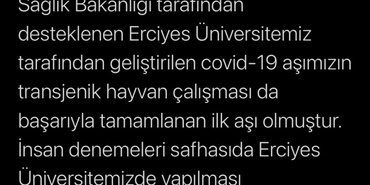 ERÜ’de geliştirilen Covid-19 aşısı insanlar üzerinde denenecek ilk yerli aşı oldu