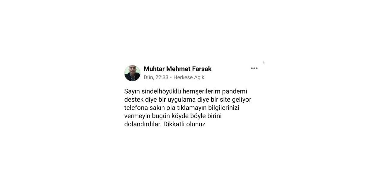 Muhtardan Dolandırıcılık Uyarısı