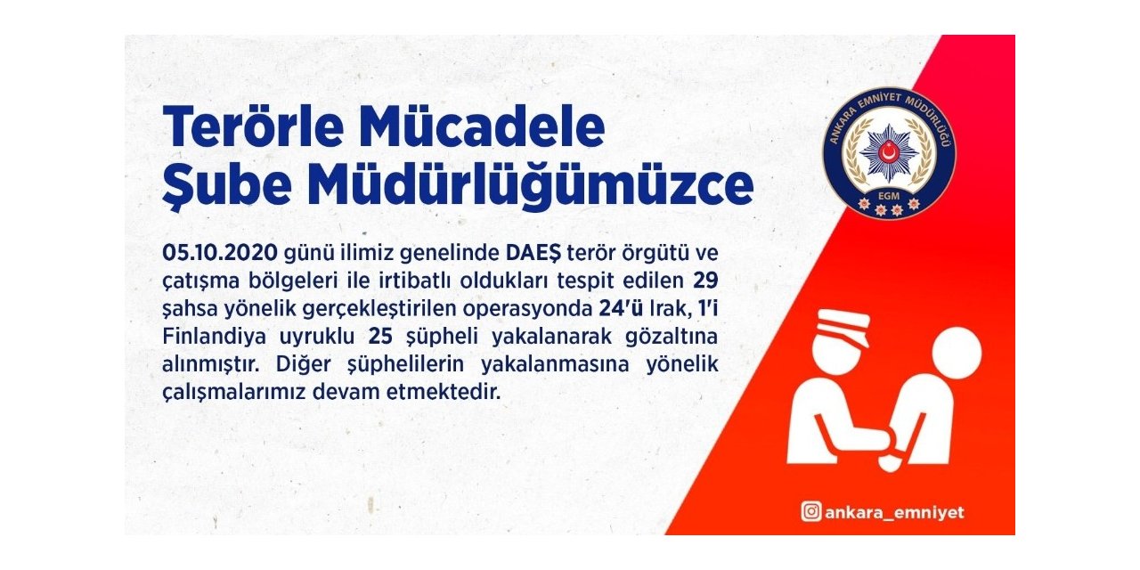 Ankara Emniyet’inden DAEŞ operasyonu: 25 gözaltı