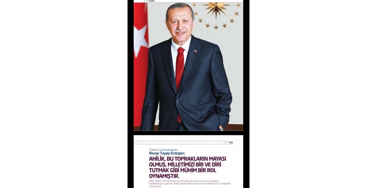 Cumhurbaşkanı Erdoğan’dan Ahilik Haftası mesajı
