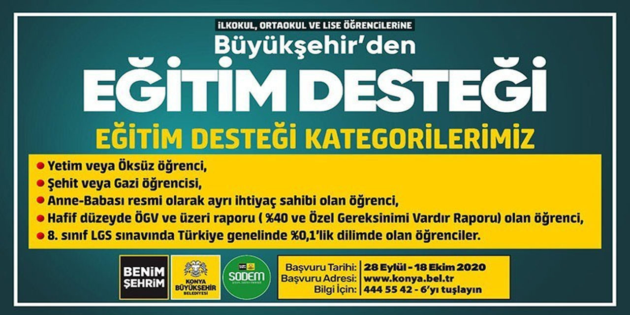 Konya Büyükşehir’in eğitim desteği bu yıl da var! Kimler nasıl başvuracak?