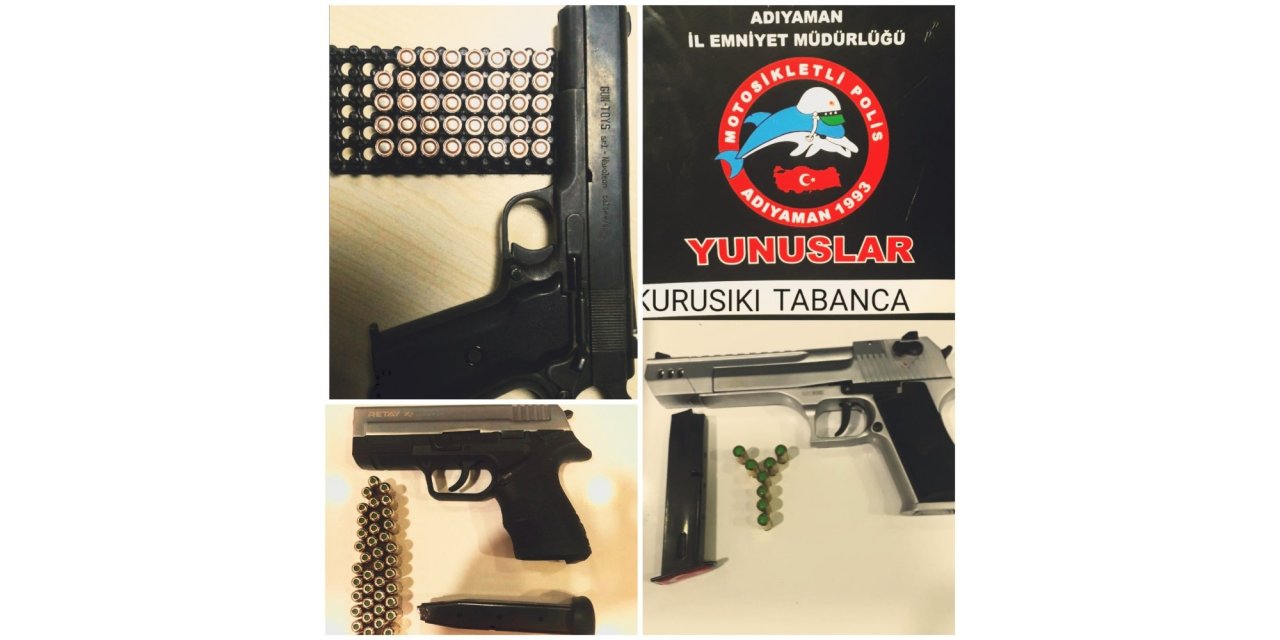 Şüpheli şahıslarda tabancalar ve mermiler ele geçirildi