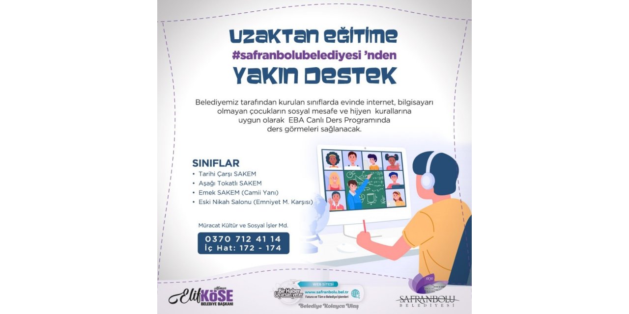 Safranbolu Belediyesi, öğrenciler için ‘EBA Uzaktan Eğitim Sınıfı’ kurdu