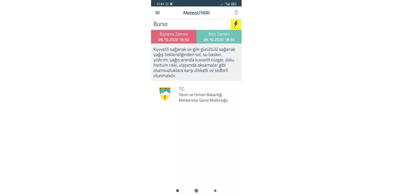 Meteorolojiden Bursa ve Yalova için uyarı