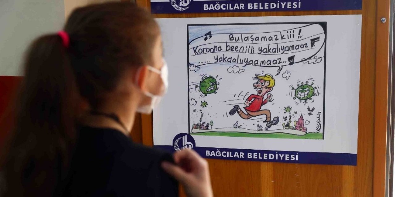 Çocuklar virüs tedbirlerini karikatürle öğreniyor