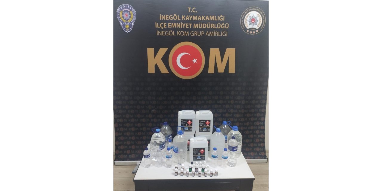 İnegöl’de çok sayıda sahte içki ele geçirildi