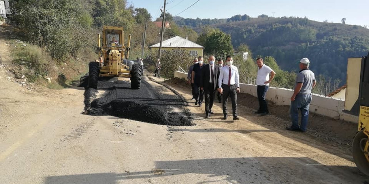 Düzce’de köylerde yapılan asfalt çalışmalarında inceleme