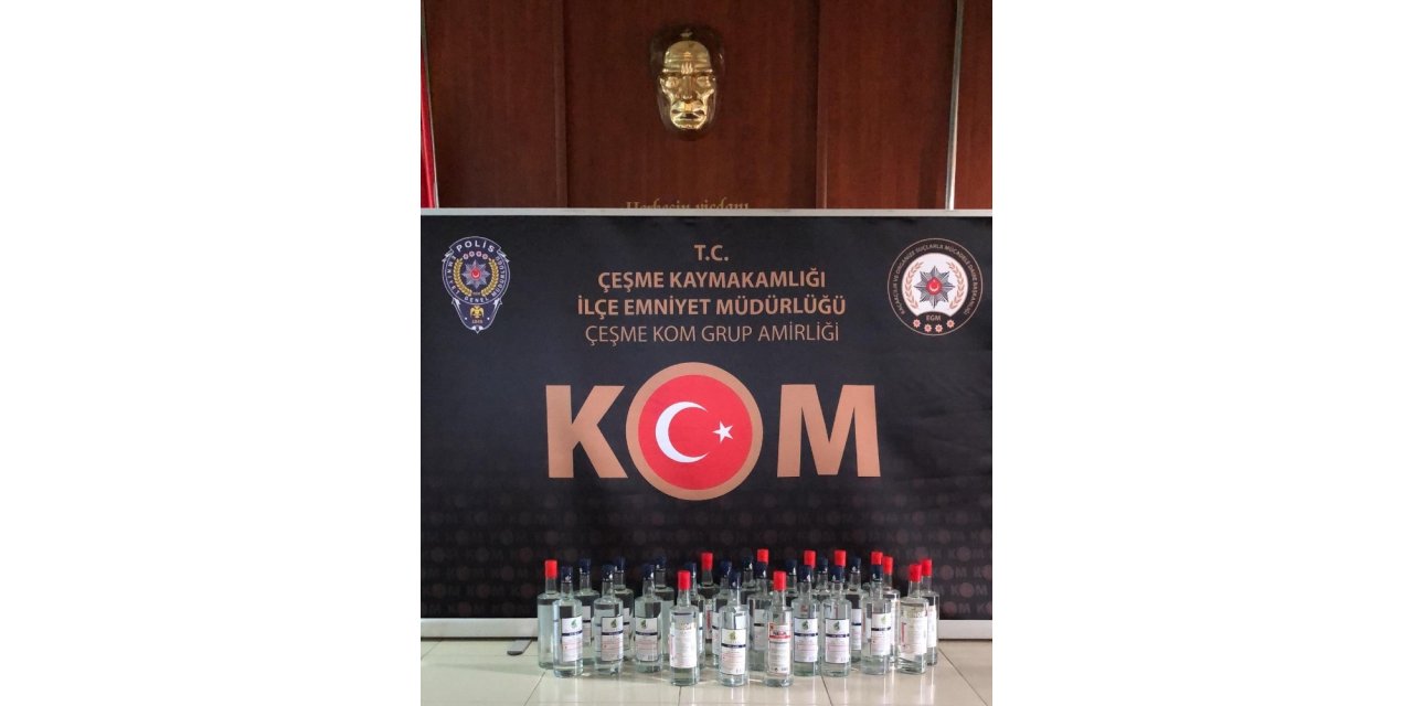 Çeşme’de 28 şişe etil alkole el konuldu
