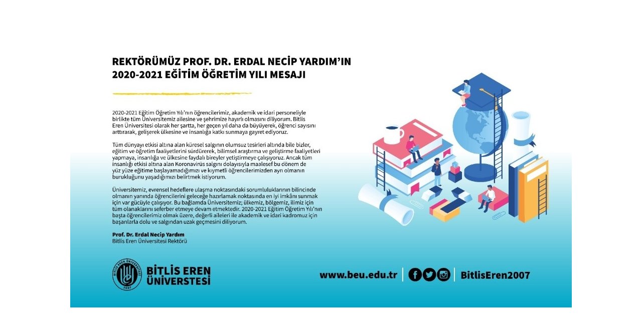 BEÜ Rektörü Yardım’ın 2020-2021 eğitim öğretim yılı mesajı