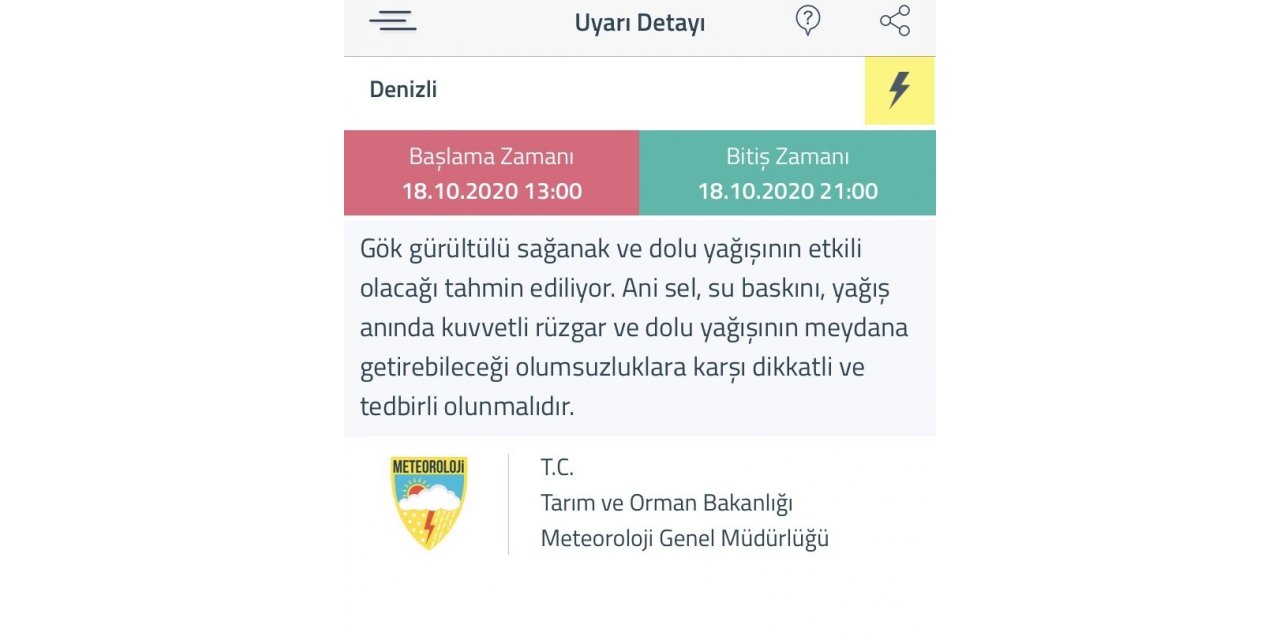 Denizli’de sağanak ve dolu bekleniyor