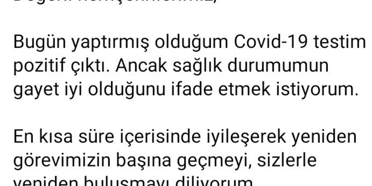 Uşak Belediye Başkanı Mehmet Çakın’ın korona testi pozitif çıktı