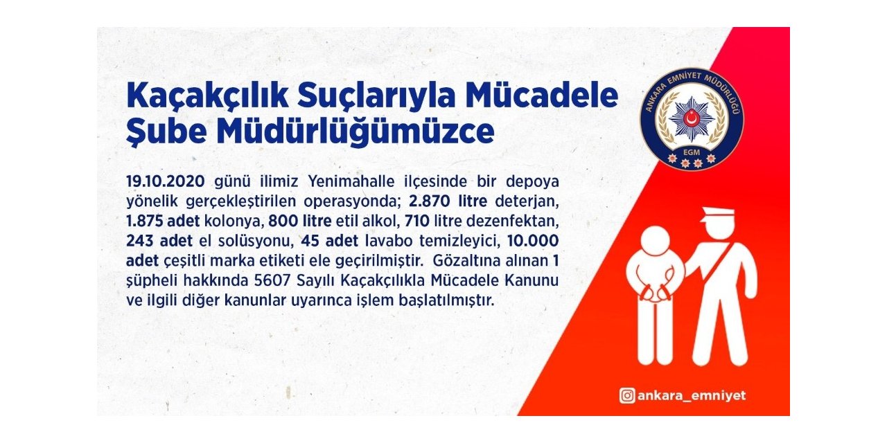 Başkent’te kaçak temizlik malzemesi operasyonu