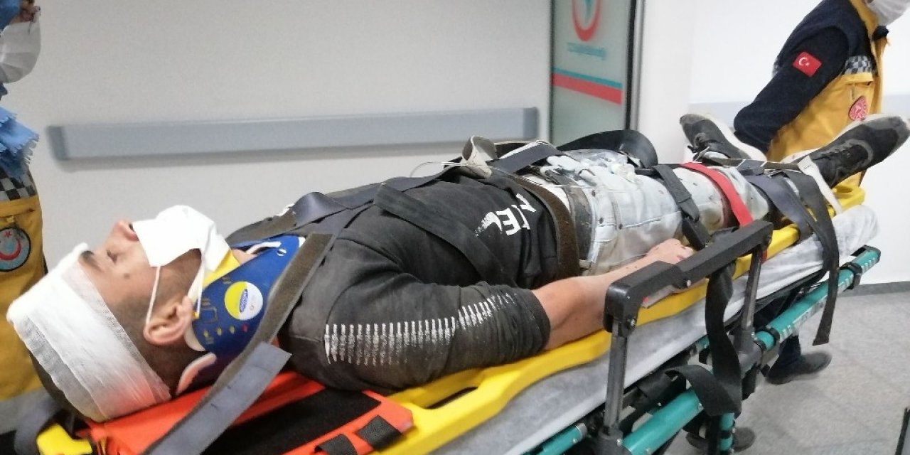 Aksaray'da yoldan çıkıp takla atan aracın sürücüsü yaralandı