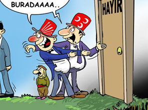 Referandum için 'özel' karikatür