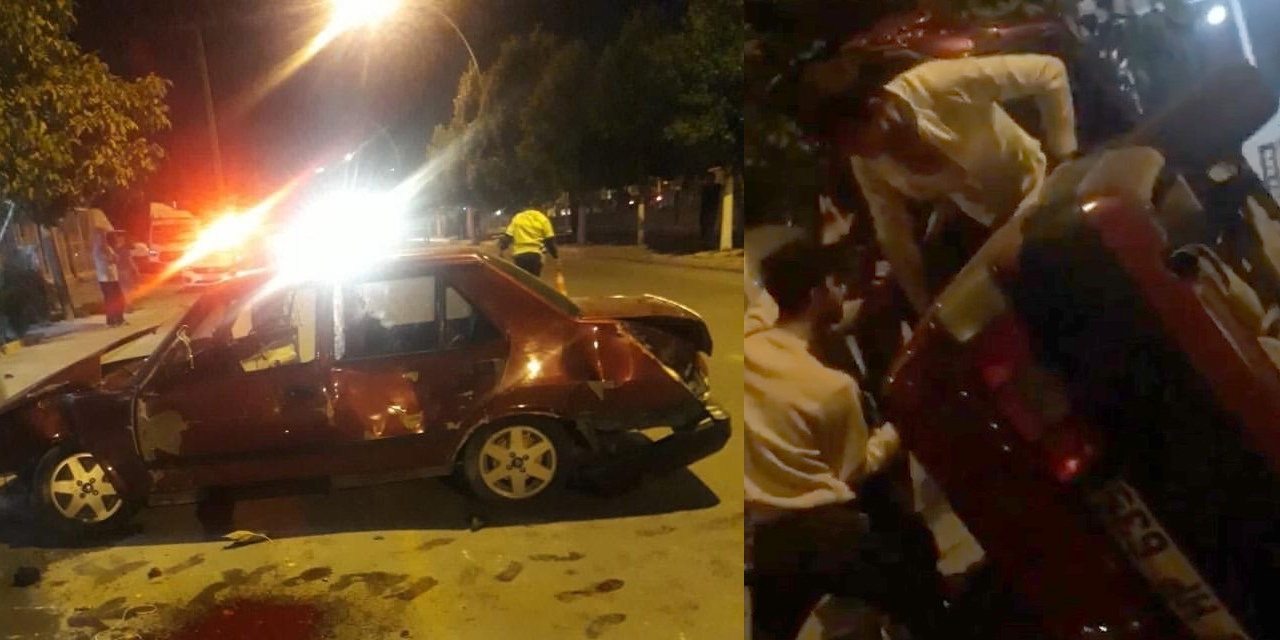 Kavşakta çarpışan otomobil savrularak kamyonet ve motosiklete çarptı! 1'i ağır 6 yaralı