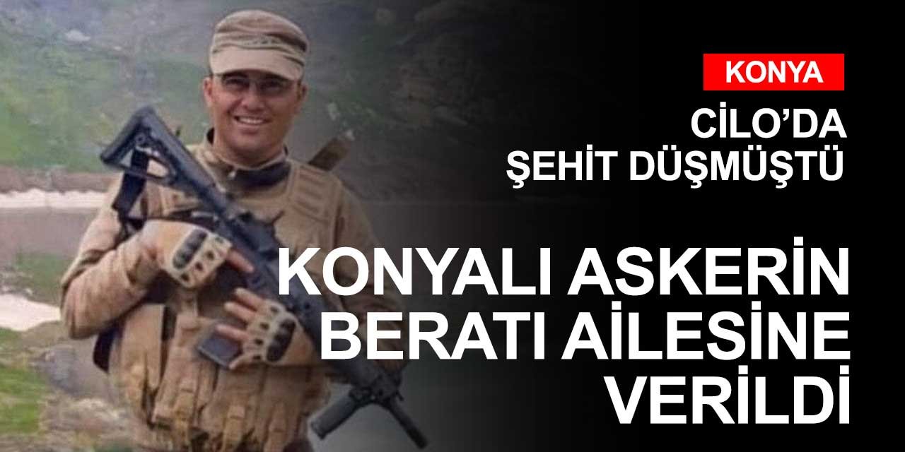 Konyalı şehit Sinan Aktay'ın beratını Konya İl Jandarma Komutanı Şakir Uslu ailesine teslim etti