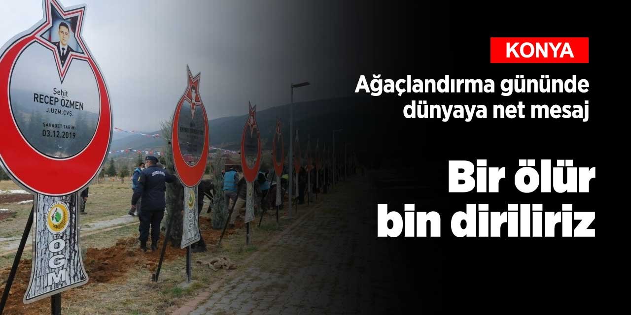 Konya'da fidan gününde 1 ölür bin diriliriz vurgusu! 54 şehide 54 bin fidan