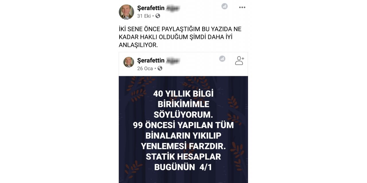 İzmir’deki tutuklu müteahhitten şaşırtan paylaşım: "Mezarda oturuyoruz"