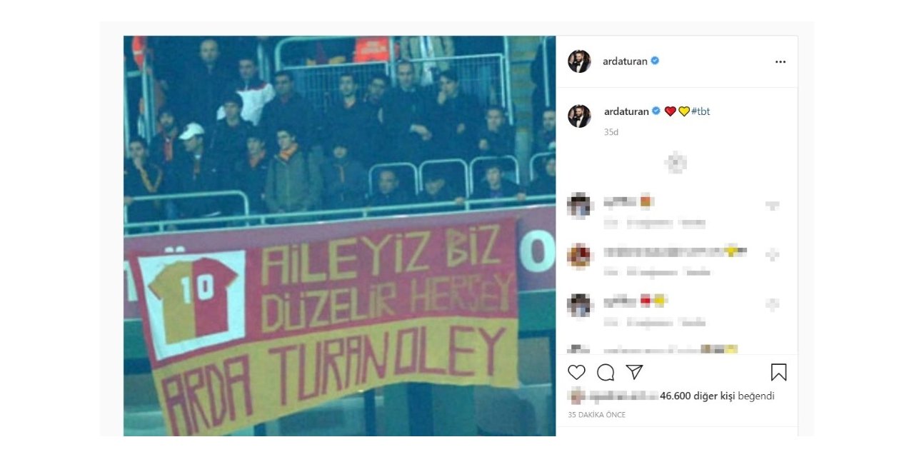 Arda Turan’dan Galatasaray paylaşımı