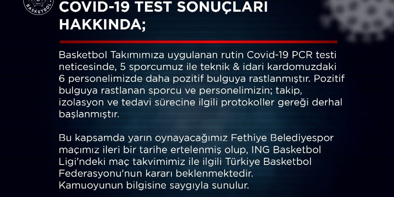 Gaziantep Basketbol’a korona virüs şoku