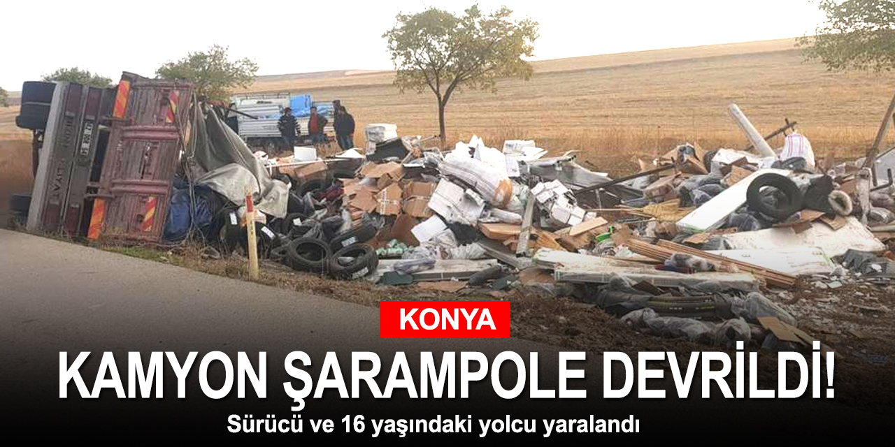 Konya Kulu'da kamyon şarampole devrildi! 2 yaralı