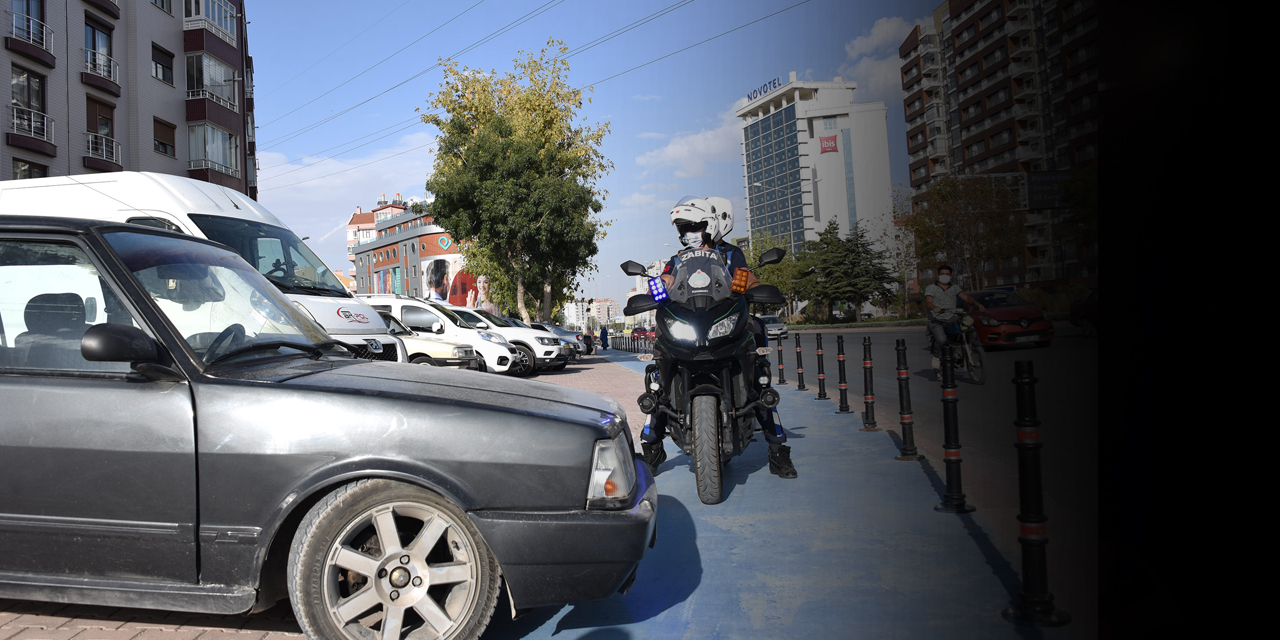Konya'da bisiklet yolunu işgal eden yandı! 'Bisiklet Yolu Kontrol Zabıtası' göreve başladı