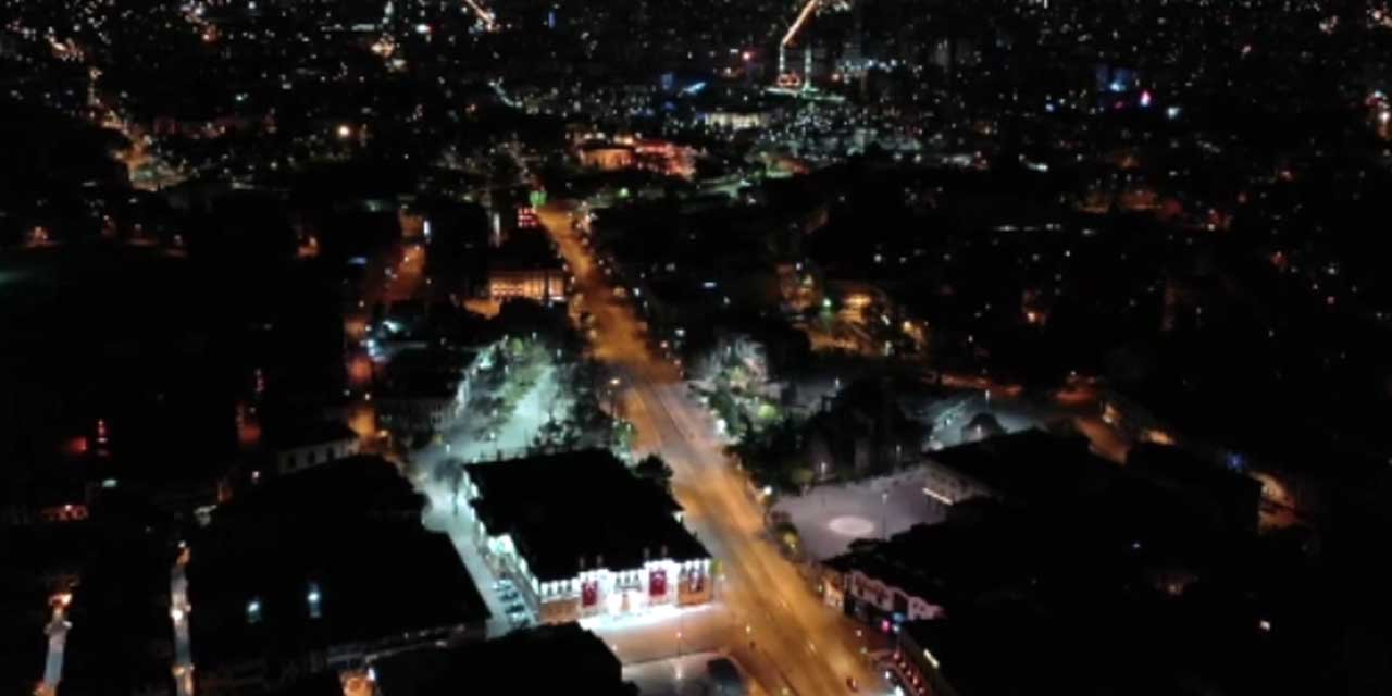 Koronavirüs kısıtlamasının başladığı saatlerde boşalan Konya sokakları havadan görüntülendi