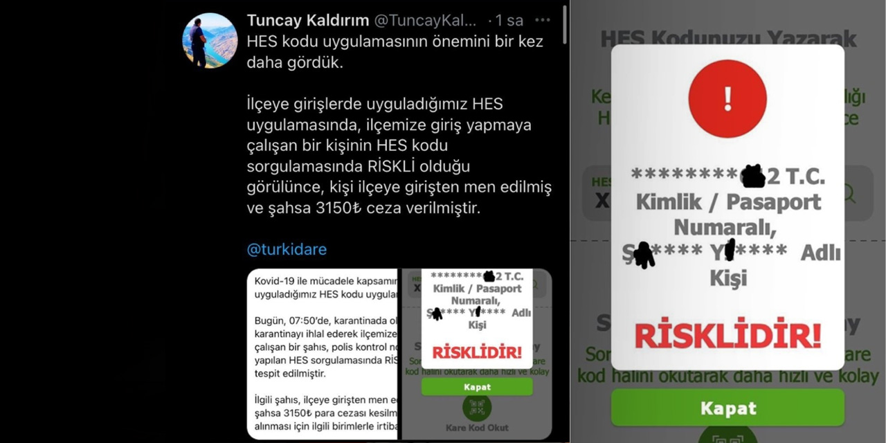 Vaka sayılarının sıfırlandığı ilçeye girmeye çalışan ’riskli vatandaş’ ceza yedi