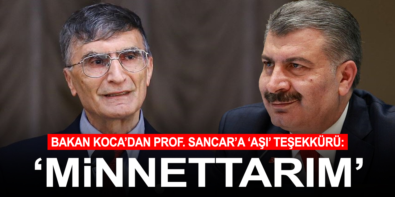Sağlık Bakanı Koca'dan Nobel ödüllü Türk bilim insanı Sancar'a aşı açıklaması teşekkürü