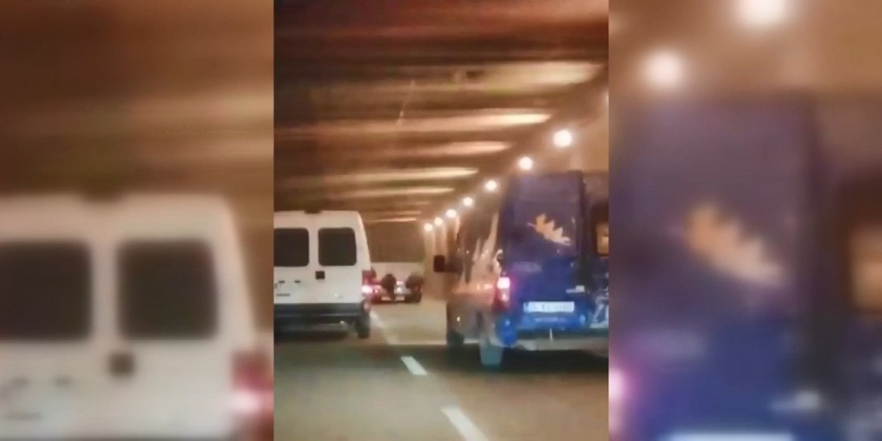 Bursa'da hayatlarını tehlikeye atan gençler amatör kameraya takıldı