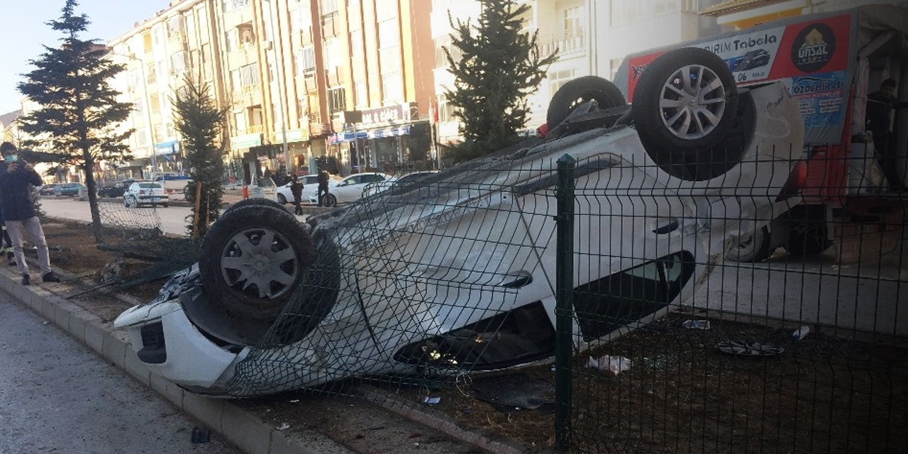 Konya’da takla atan otomobil 30 metre sürüklendi! 1 yaralı
