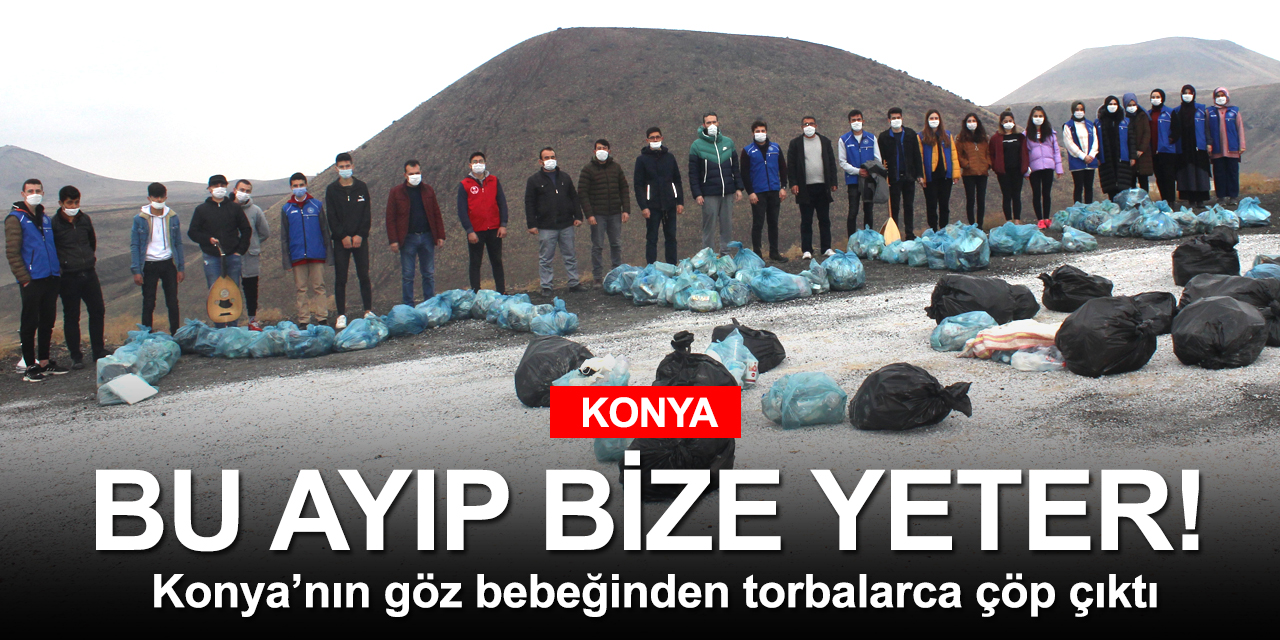 Konya'nın nazar boncuğu çöplüğe dönmüştü! Meke Gölü'nü gönüllü gençler temizledi