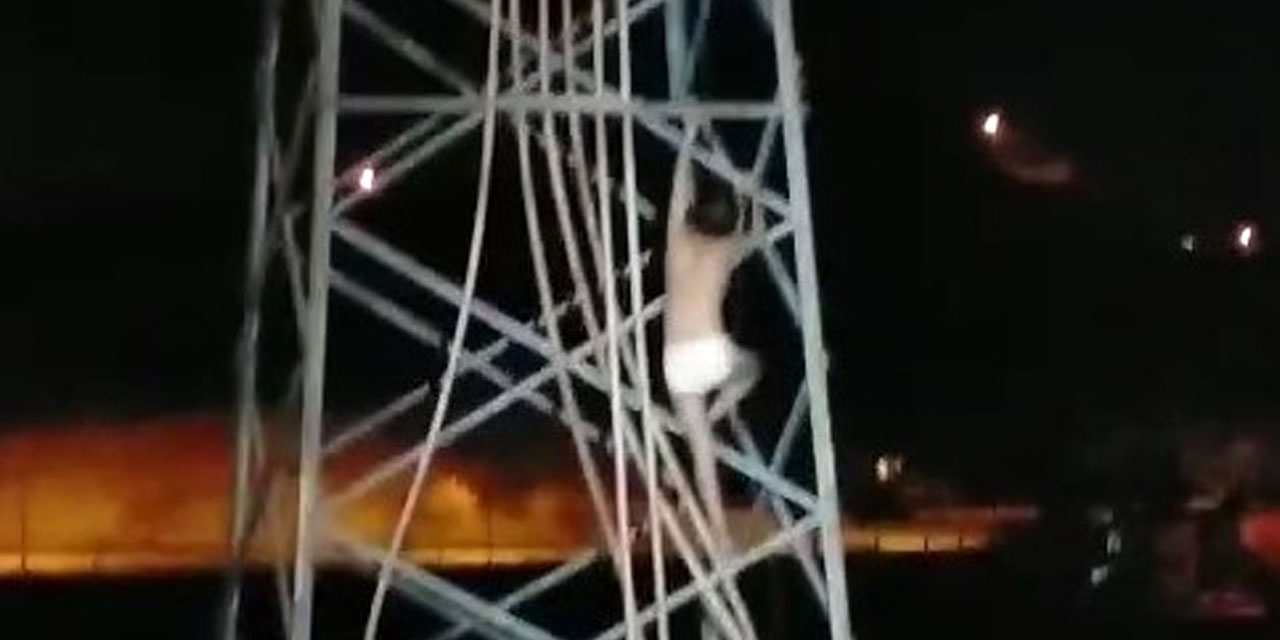 Trafik cezası çılgına döndürdü! Yarı çıplak yüksek gerilim hattına çıktı