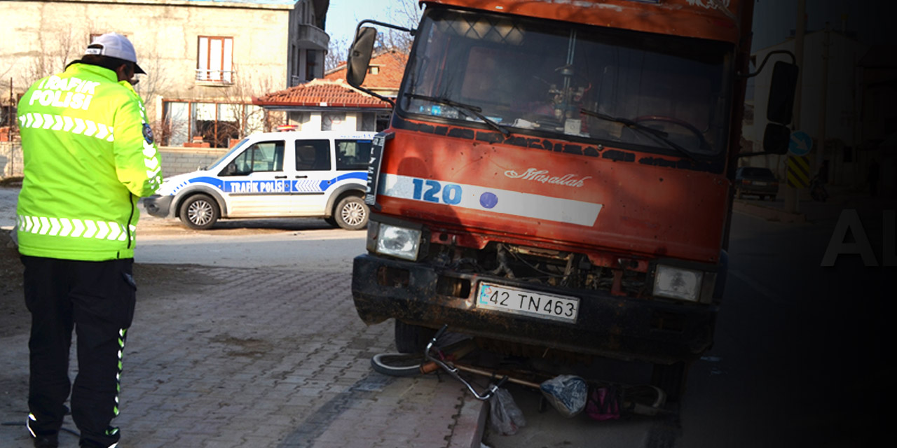 Konya'da kamyonun çarptığı bisiklet sürücüsü hayata tutunamadı