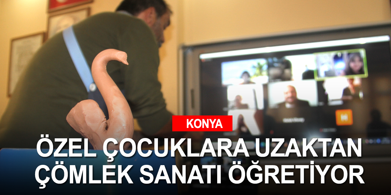 Konya'da örnek eğitim! Özel çocuklara salgın döneminde çevrimiçi sanat öğretiliyor