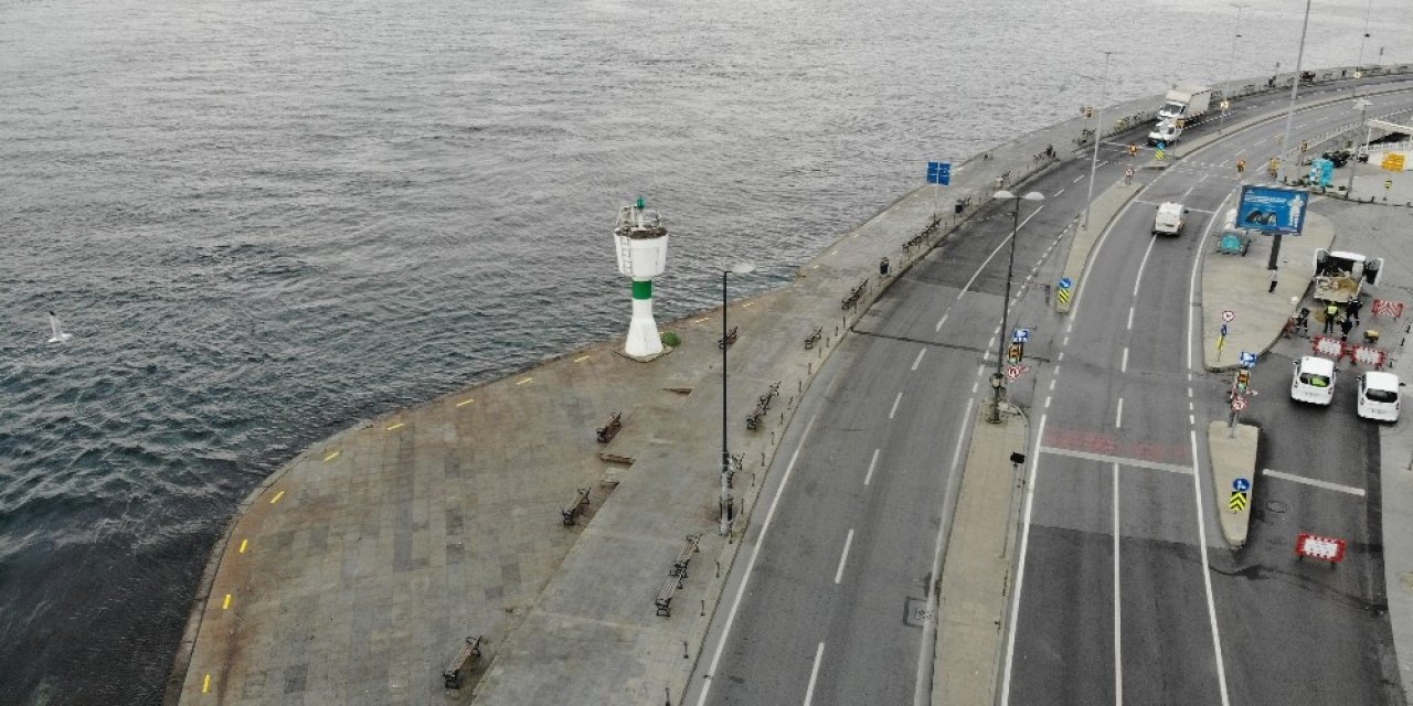 Sessizliğin hakim olduğu Bebek Sahili havadan görüntülendi