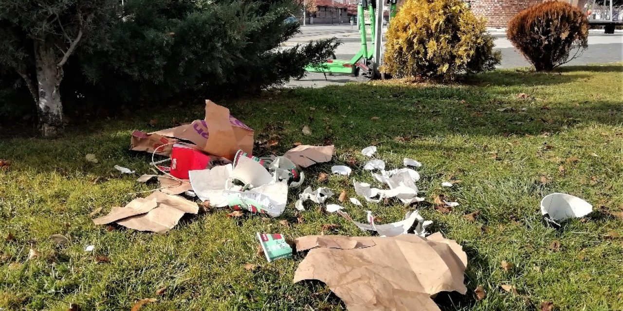 Çöp kovası varken yere atmayı seçtiler
