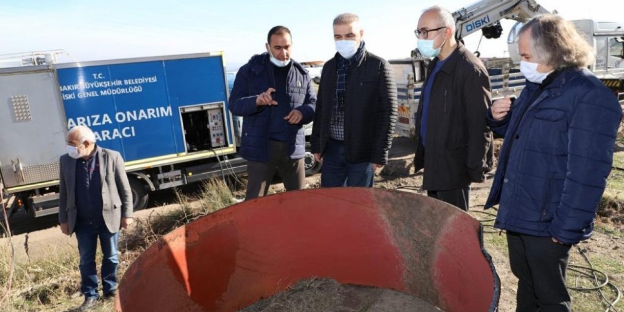 Diyarbakır’a su ileten çelik boru yırtıldı, DİSKİ’nin zamanında müdahalesiyle kentte su sorunu yaşanmadı
