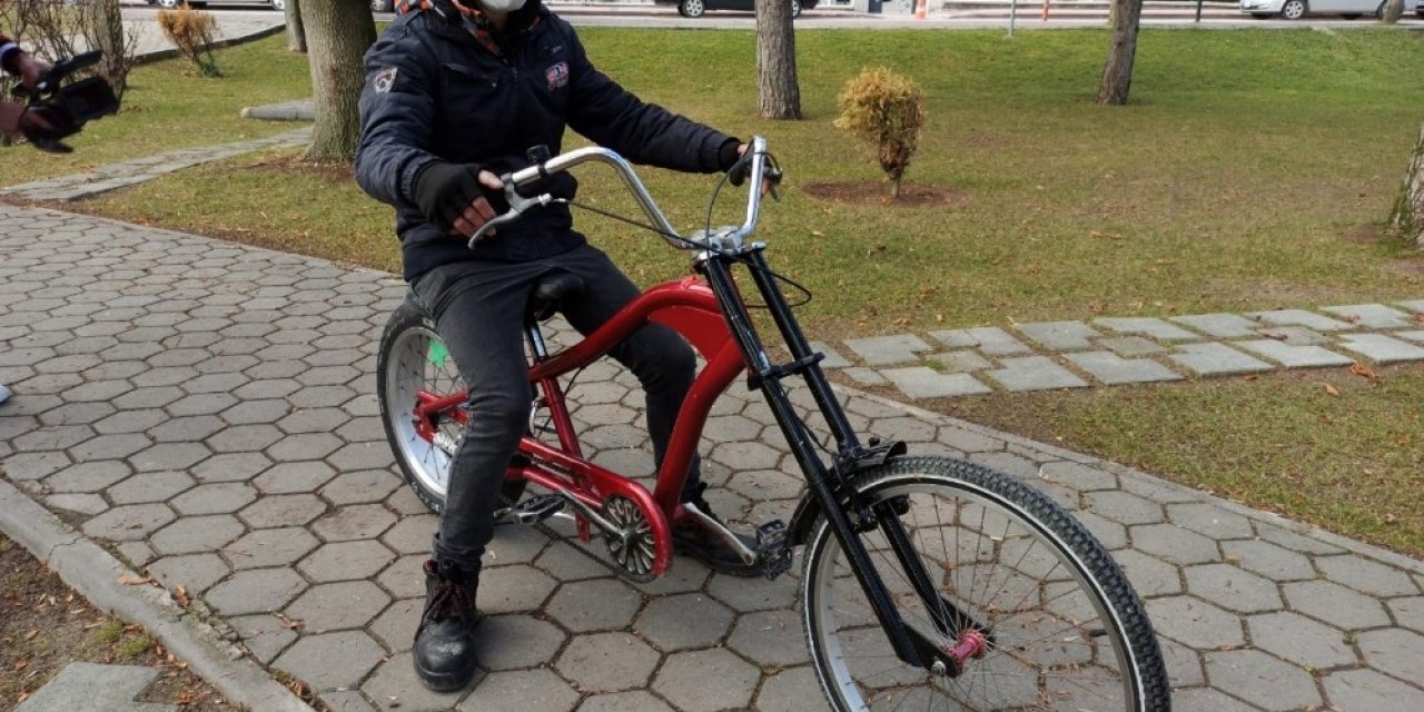 Sıra dışı görünümü ile büyük ilgi gören bisiklet