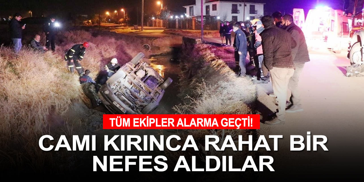 Kanala devrilen araç polis AFAD UMKE ekiplerini alarma geçirdi! Camı kıran ekipler şaşkına döndü