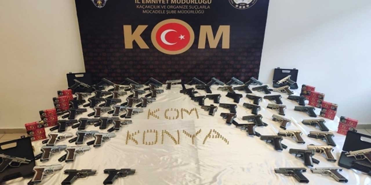 Konya'da arama yapılan araç cephanelik çıktı!