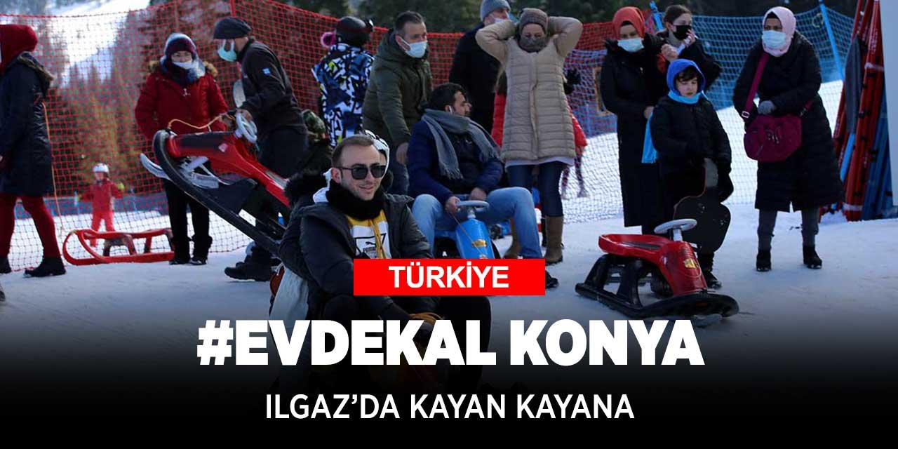 Konya korona mücadelesi verirken kayak merkezlerinde kayan kayana! #evdekalkonya