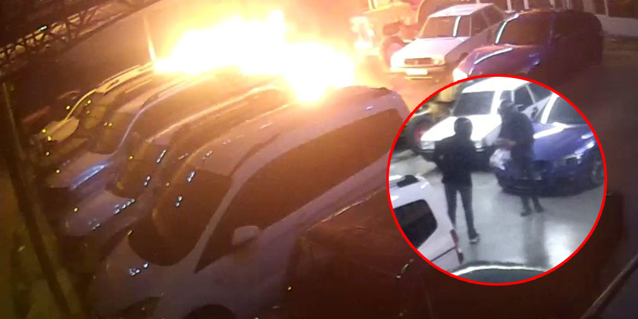 Lüks otomobilleri yakan kaslı kundakçılar kameralara yakalandı