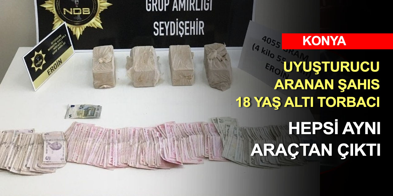 Konya’da aranan araçtan 4 kilo eroin ve yakalama kararı olan şahıs çıktı!