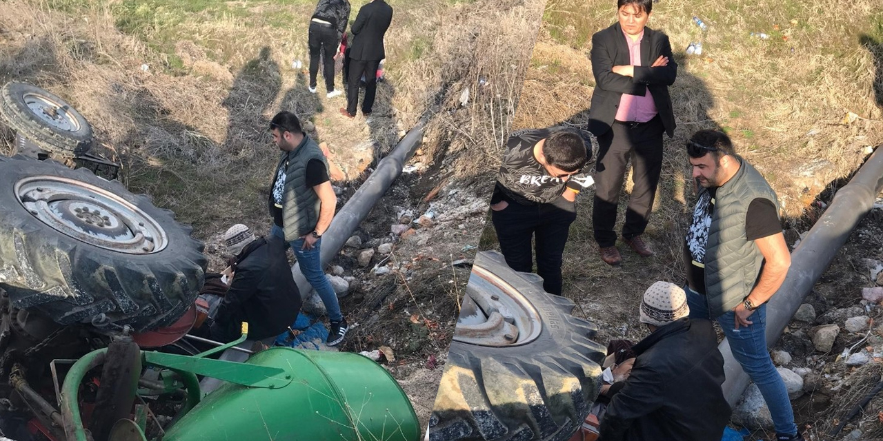 Kızılören'de traktörüyle kaza yaptı! Yoldan geçen sağlık görevlileri hayatını kurtardı