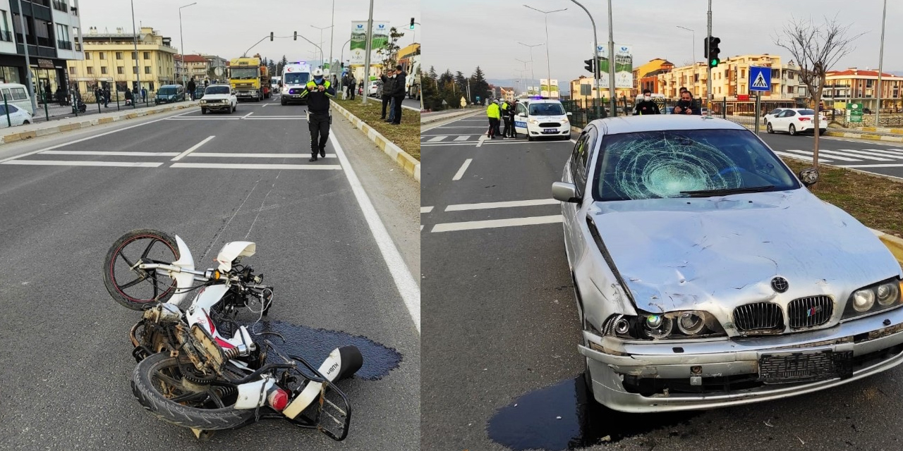 Otomobil ile motosiklet çarpıştı! Çarpışmanın şiddetiyle uçan sürücü ağır yaralandı