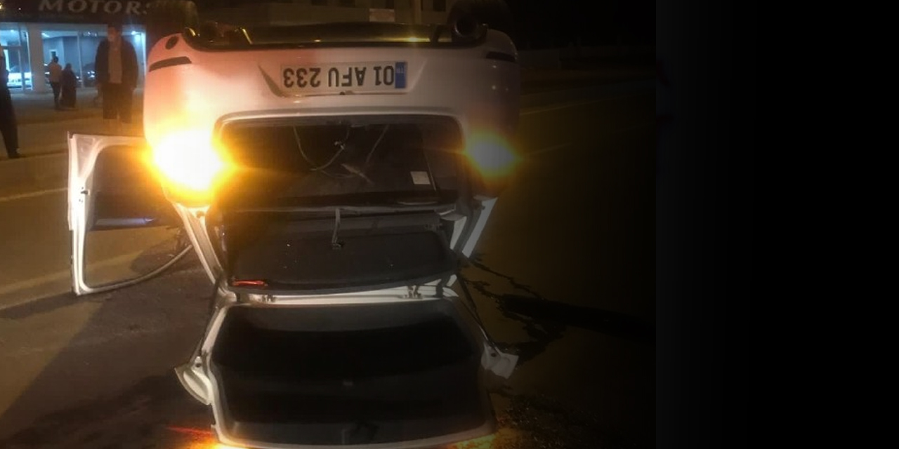 Refüje çarparak takla atan sürücü kazayı küçük sıyrıklarla atlattı