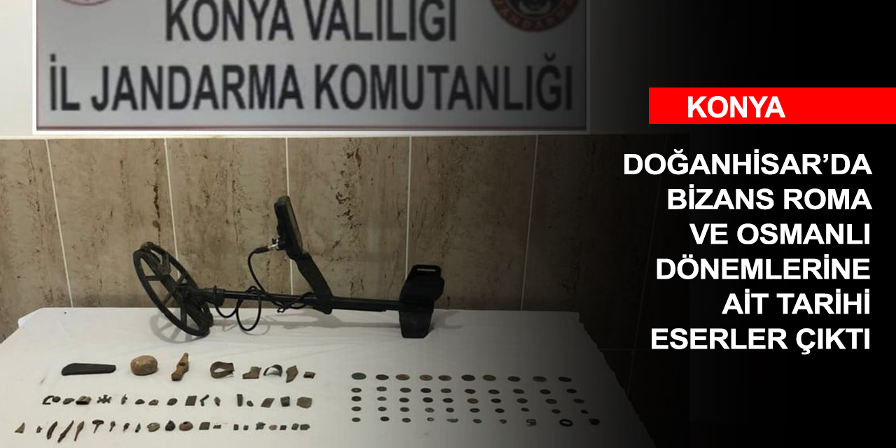 Konya’da kaçak kazı ihbarına giden jandarma ahırda 96 parça tarihi eser buldu