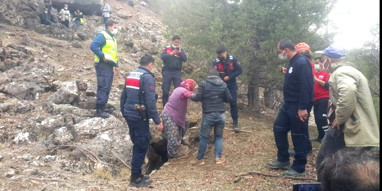 AFAD ve Jandarmanın aradığı kadın 2 gün sonra Sarıveliler'de bir mağarada bulundu